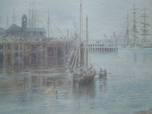 Granton Harbour from Eastern Breakwater  -  Detail from a  1935 Watercolour from an 1888 sketch by Edinburgh artist, Peter Ingram Weir 