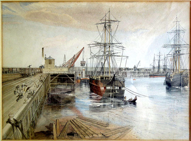 Painting by Weir  -  Granton West Pier  -  1887