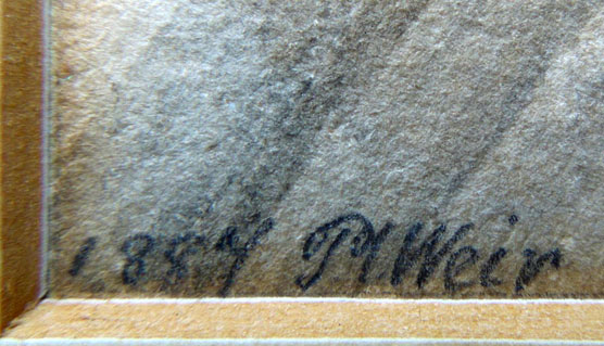 Painting by Weir  -  Granton West Pier, 1887  -  Signature