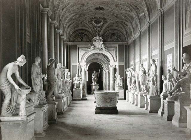 Photograph by Alinari of the Gallery of Statues in the Museo Pio-Clementino, Rome