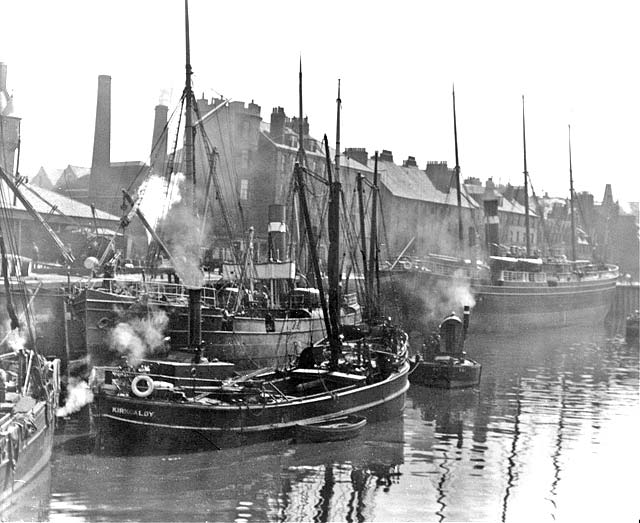Alex Ayton Glass Plate  -  Leith  -  Ships at the Shore
