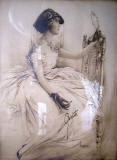 Portrait of Gertie by James Bacon.  This is the original photo-litongraph from which portraits on silk were subsequently made.