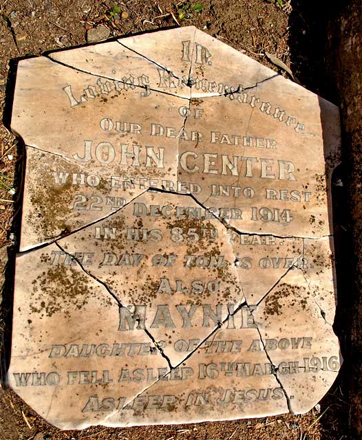 The grave of John Center, Edinburgh photographer and bagpipe maker - buried in Melbourne, Victoria, Australia