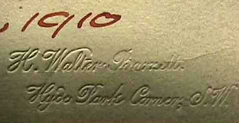 H Walter Barnett's stamp from the bottom of his photograph of William Crooke - 1910