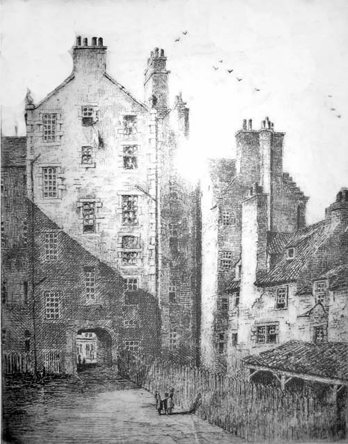 Etching titled 'Chancellor Court'  by Robert Smith Forrest