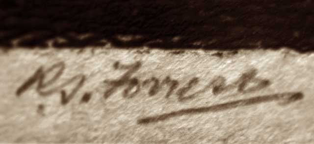 Signature of Robert Scott Forrest, taken from the foot of his engraving of Edinburgh Castle
