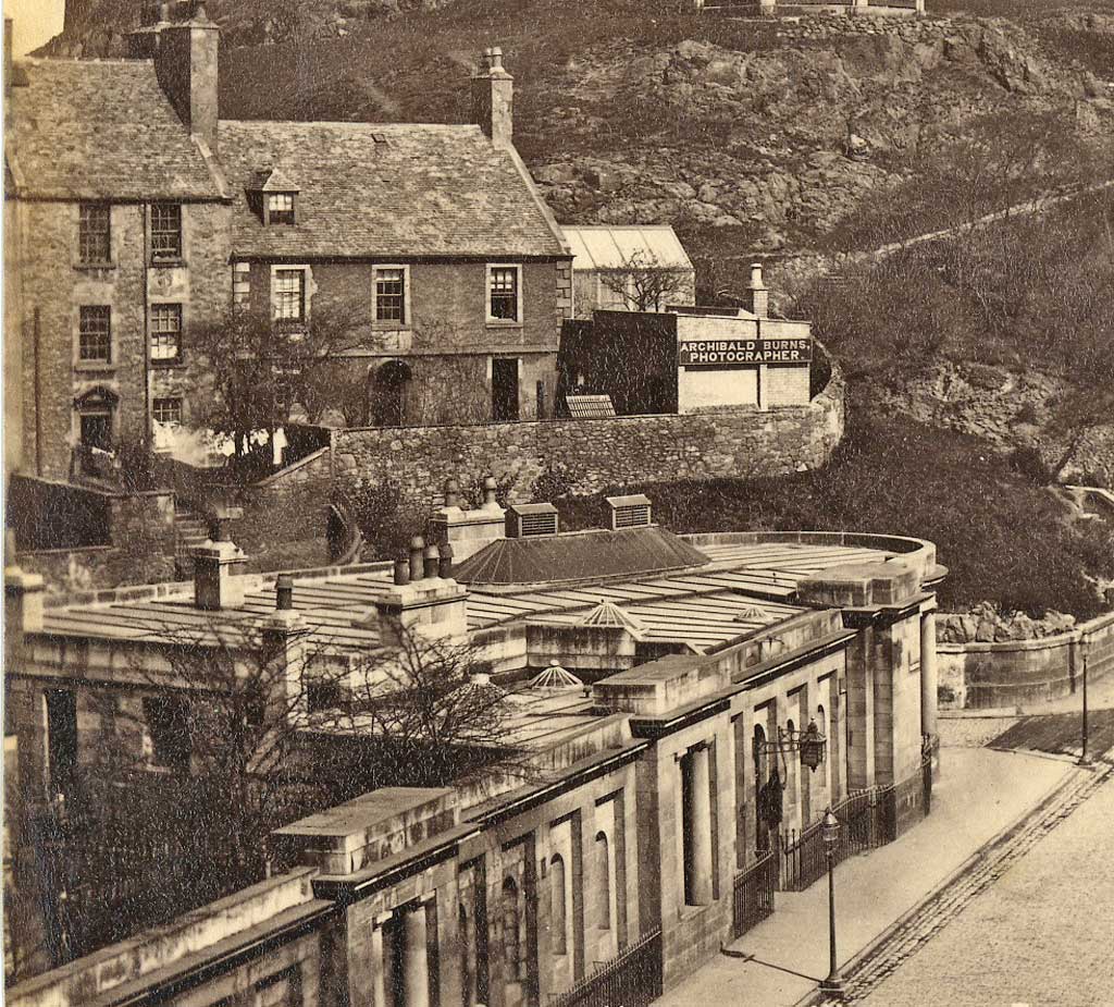 Calton Hill and Rock House, around 1870s  -  Photograph probably by Archibald Burns, but includes monogram of AA Ingils