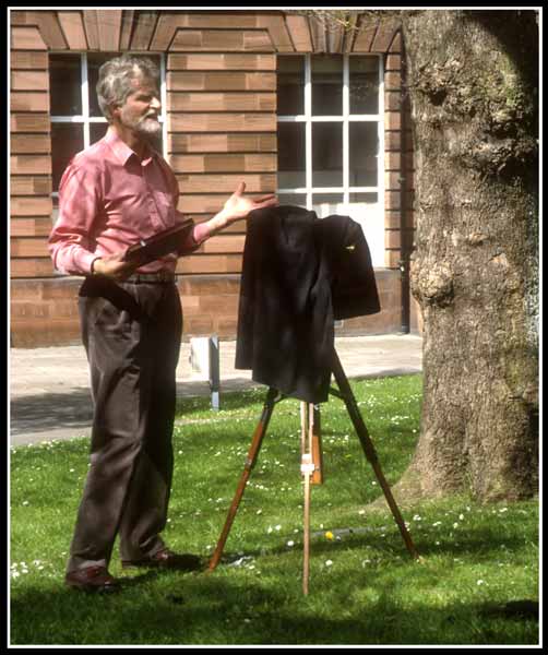 Richard Morris takes a Calotype photograph in the grounds of the Edinburgh College of Art  -  May 2002