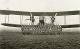 Photograph of a Handley-Page 0-400 bomber and crew  -  by T R Rodger