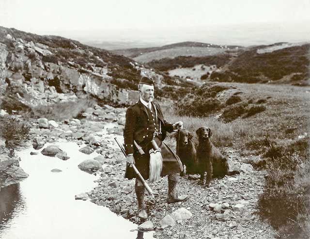 Photograph from the family of Horatio Ross  -  Hunting and Shooting in the Scottish Highlands  -  Two Dogs