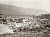 Photograph from the family of Horatio Ross  -  Hunting and Shooting in the Scottish Highlands  -  Crossing the wooden bridge