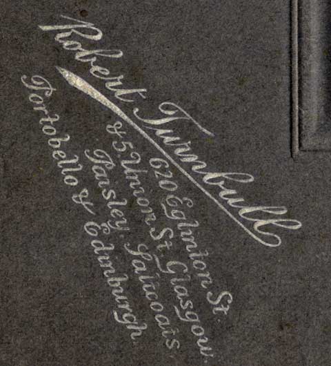 Robert Turnbulls studios listed on the mount of one of his Portobello photographs