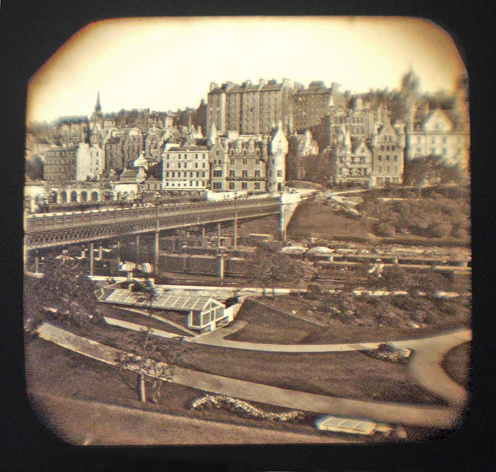 George Washington Wilson  -  Lantern Slide  -  Edinburgh Old Town and Waverley Bridge