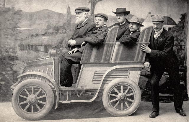 William and Edward Drummond Young and others in a car