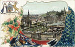 B & R Postcard  -  Edinburgh from the Castle  -  Looking towards the Scott Monument, National Galleries, Princes Street and Calton Hill
