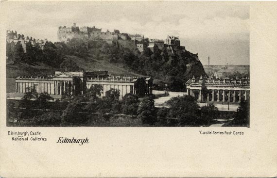 Postcard  -  Castle Series  -  Edinburgh Castle and National Galleries