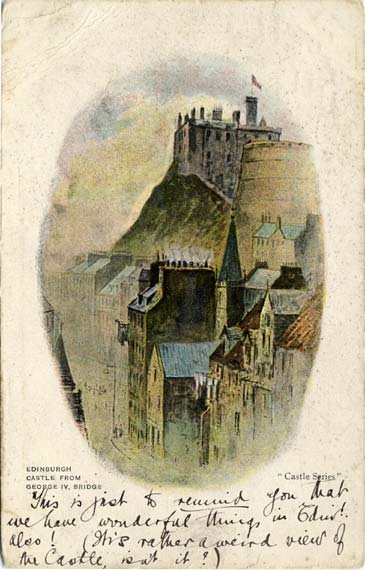 Postcard  -  Castle Series  -  Edinburgh Castle from George IV Bridge
