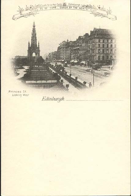 Postcard  -  Castle Series  -  Princes Street, looking west