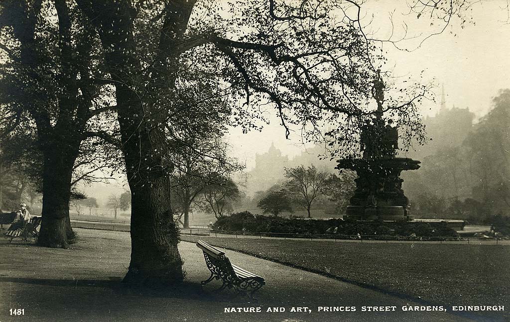 Postcard by AR Edwards & Son -  Nature and Art, Princes Street Gardens