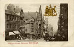 Hartmann Real Glossy Tartan Series Postcard  -  Sepia with Edinburgh Coat of Arms  -  John Knox House