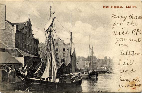 Post card  -  Leith Inner Harbour  -  Posted 1921