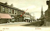 High Street, Portobello - Hartmann Postcard  -  with an arrow showing the position of Berry, drysalters in the 1950s and 1960s