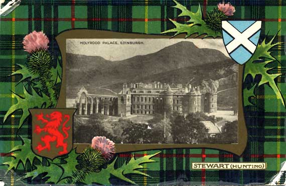 Hartmann Real Glossy Tartan Series Postcard  -  Holyrood Palace  -  Stewart Hunting Tartan