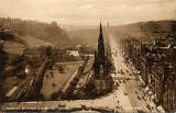 Princes Street looking west from the tower of the North British Hotel  -  Postcard published by W J Hay