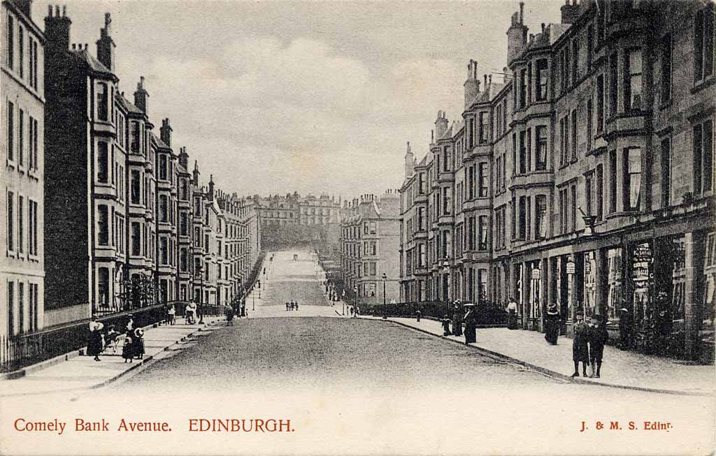 Postcard published by J & MS, Edinburgh  -  Comely Bank Avenue