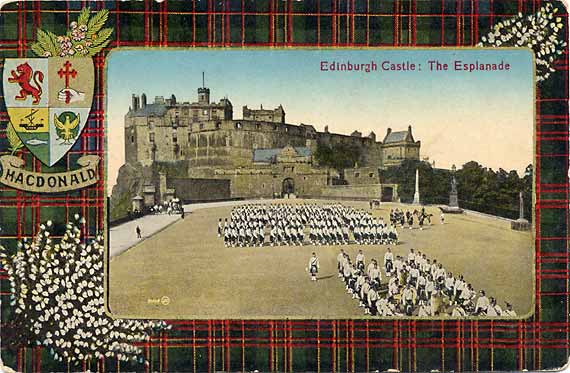 J M Postcard  -  Caledonia Series  -  Edinburgh Castle - The Esplanade