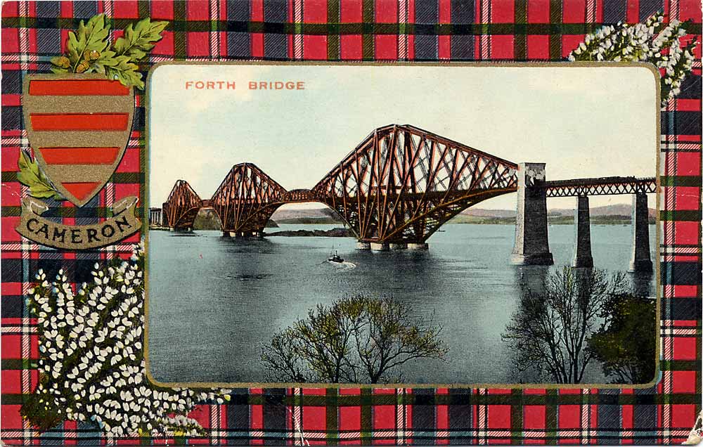 Enlargement of a JM postcard  -  Caledonia series  -  The Forth Bridge