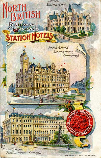 Postcard published by S Hildesheimer  -  Princes Street Showing the North British Hotel and Edinburgh Coat of Arms