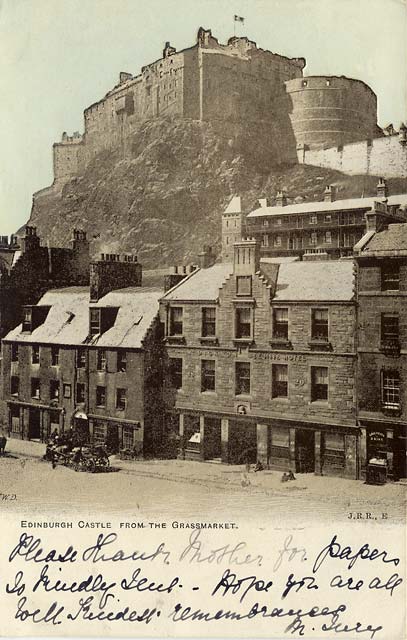 Postcard published by John R Russel of Edinburgh (JRRE)  -  Waterloo Place, looking East from the top of Leith Street