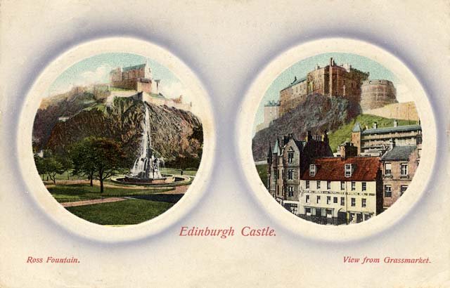 Postcard published by John R Russel of Edinburgh (JRRE)  -  Two views of Edinburgh Castle