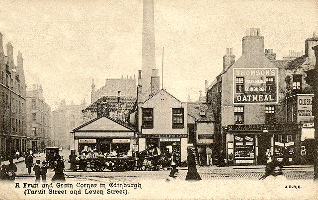 Postcard by J R Russell, Edinburgh (JRRE)  -  Leven  Street and Teviot Street, Tollcross