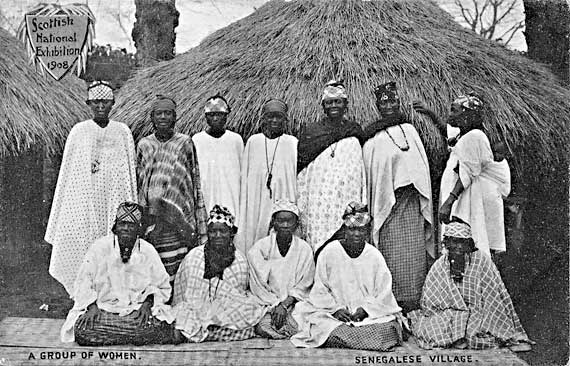 Postcard by John A McCulloch, Edinburgh  -  A Group of Women in the Senegalese Village at the Scottish National Exhibition, 1908