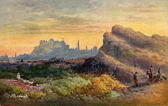 Misch & Stock's Postcard  -  Arthur's Seat and Edinburgh Castle