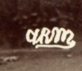 Initials on a postcard by A R Montgomery, Juniper Green  -  View of Juniper Green
