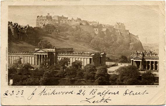 Postcard  -  James Patrick  -  Castle Series  -  Edinburgh Castle and National Galleries