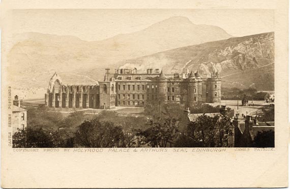 Postcard  -  James Patrick  -  Castle Series  -  Holyrood Palace and Arthur's Seat