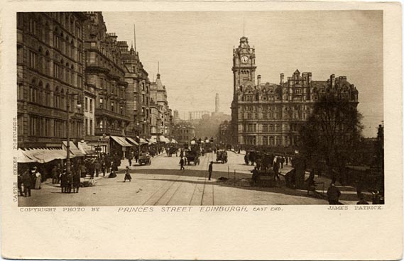 Postcard  -  James Patrick  -  Castle Series  -  Princes Street Edinburgh, East End