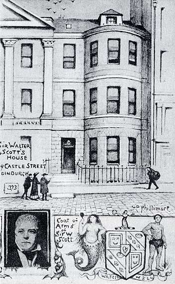 Postcard by Reginald P Phillimore  -  Sir Walter Scott's House at 39 Castle Street