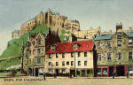 P&WM Vello Series postcards  -  Edinburgh Castle from the Grassmarket
