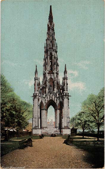 Postcard  -  Charles L Reis & Co  -  The Scott Monument in East Princes Street Gardens