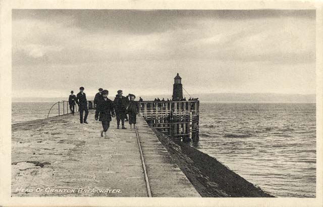 Postcard by W Smith, Goldenacre  -  Head of Granton Breakwater