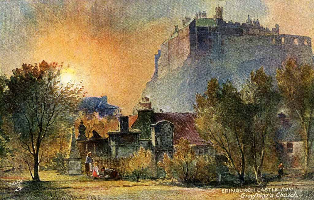 Raphael Tuck "Oilette" postcard  -  Castle from Greyfriar's Church