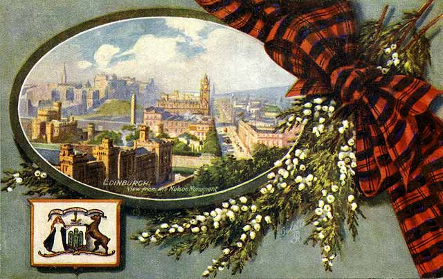 Raphael Tuck "Oilette" postcard  -  View of Edinburgh from the Nelson Monument on Calton Hill