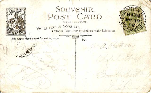 Postcard in 'Valentine Souvenir Post Card'  Series  Aeriel View of the Scottish National Exhibition  -  Edinburgh, 1908
