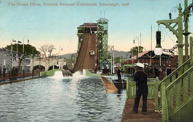 A Valentine "Souvenir Postcard Series " postcard of the Water Chute at the Scottish National Exhibition, Edinburgh, 1908