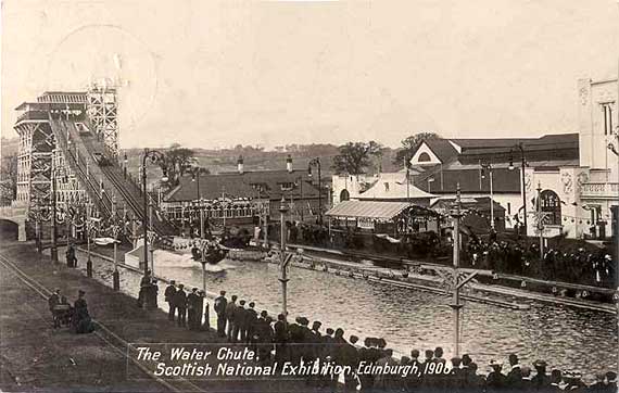 A Valentine "XL Real Photograph" postcard of the Water Chute at the Scottish National Exhibition, Edinburgh, 1908